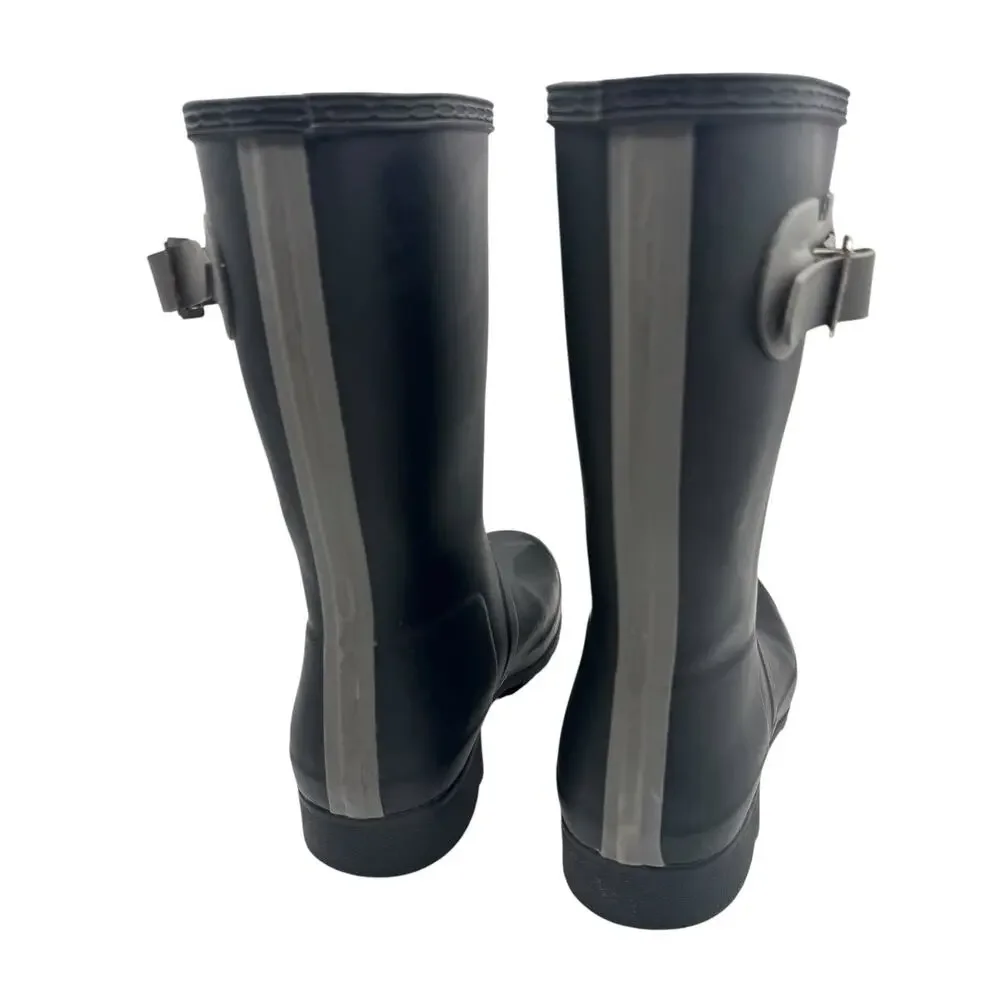 Hunter Original Tour Short Boot Womens Size 8 Black Packable Mid-Calf Rain Boots